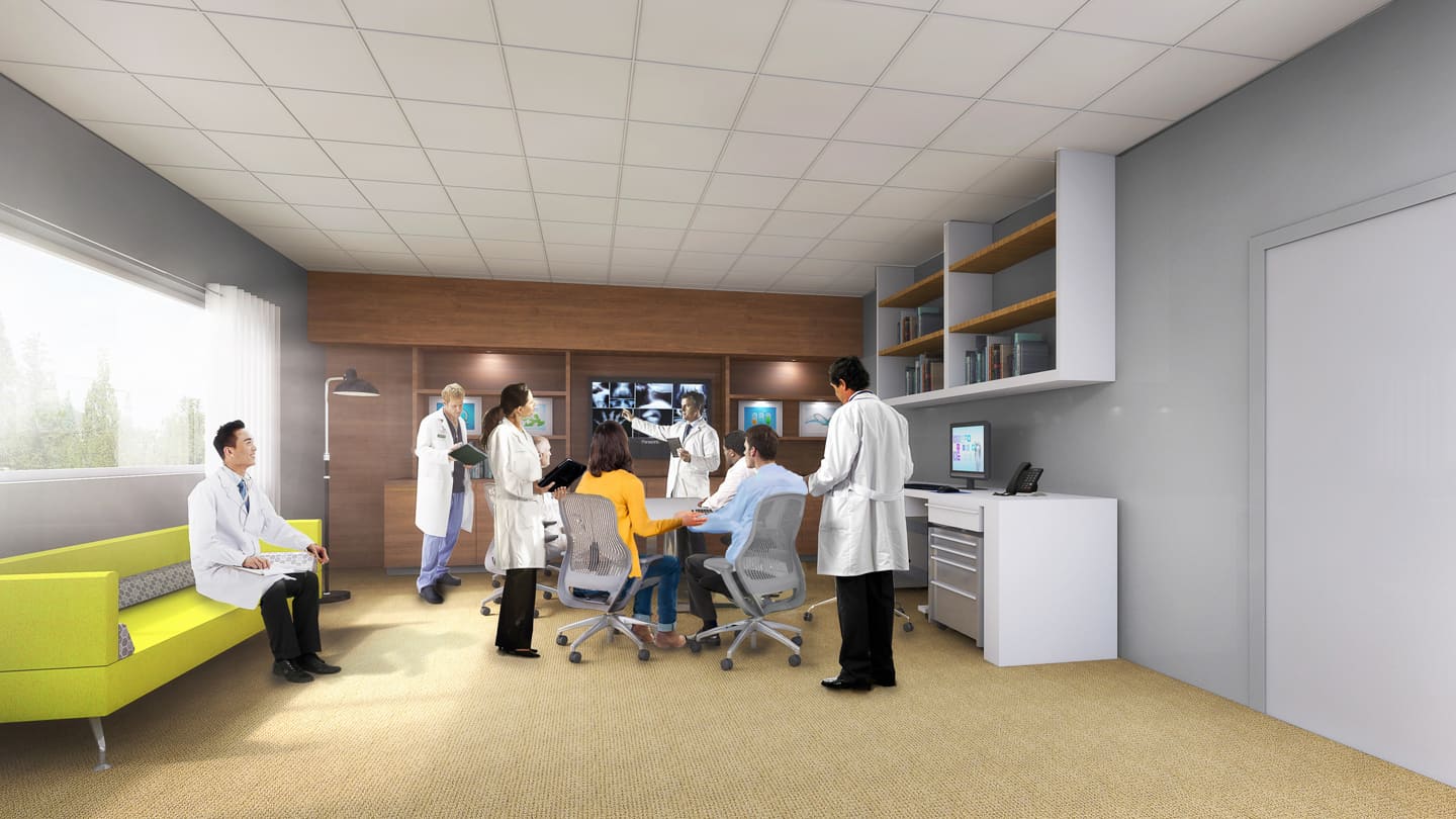 Image of Rendering of a consultation room in the new St. Paul's Hospital.