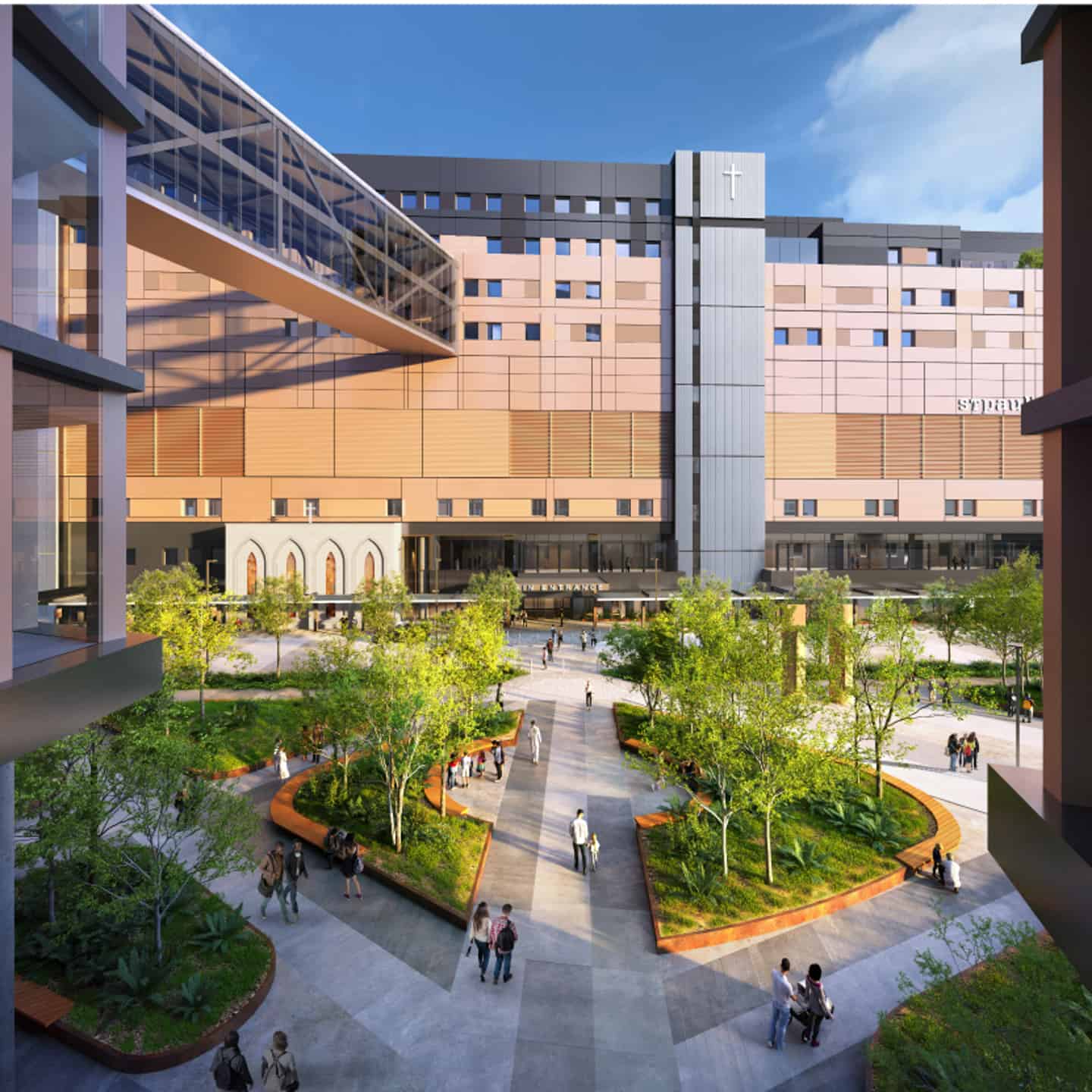 Rendering of new St. Paul's Hospital and Plaza