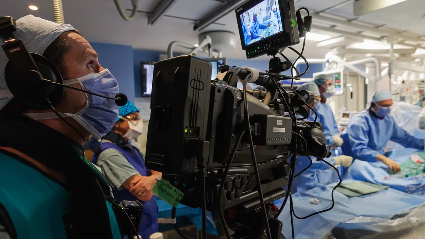 Recording video for virtual teaching of surgical procedure at St. Paul's Hospital.