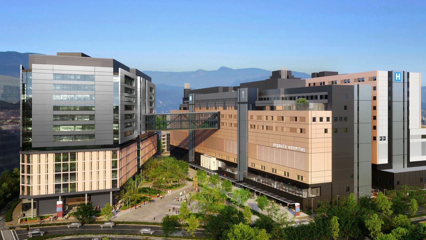 Rendering of the new St. Paul's Hospital and Providence Research Institute.