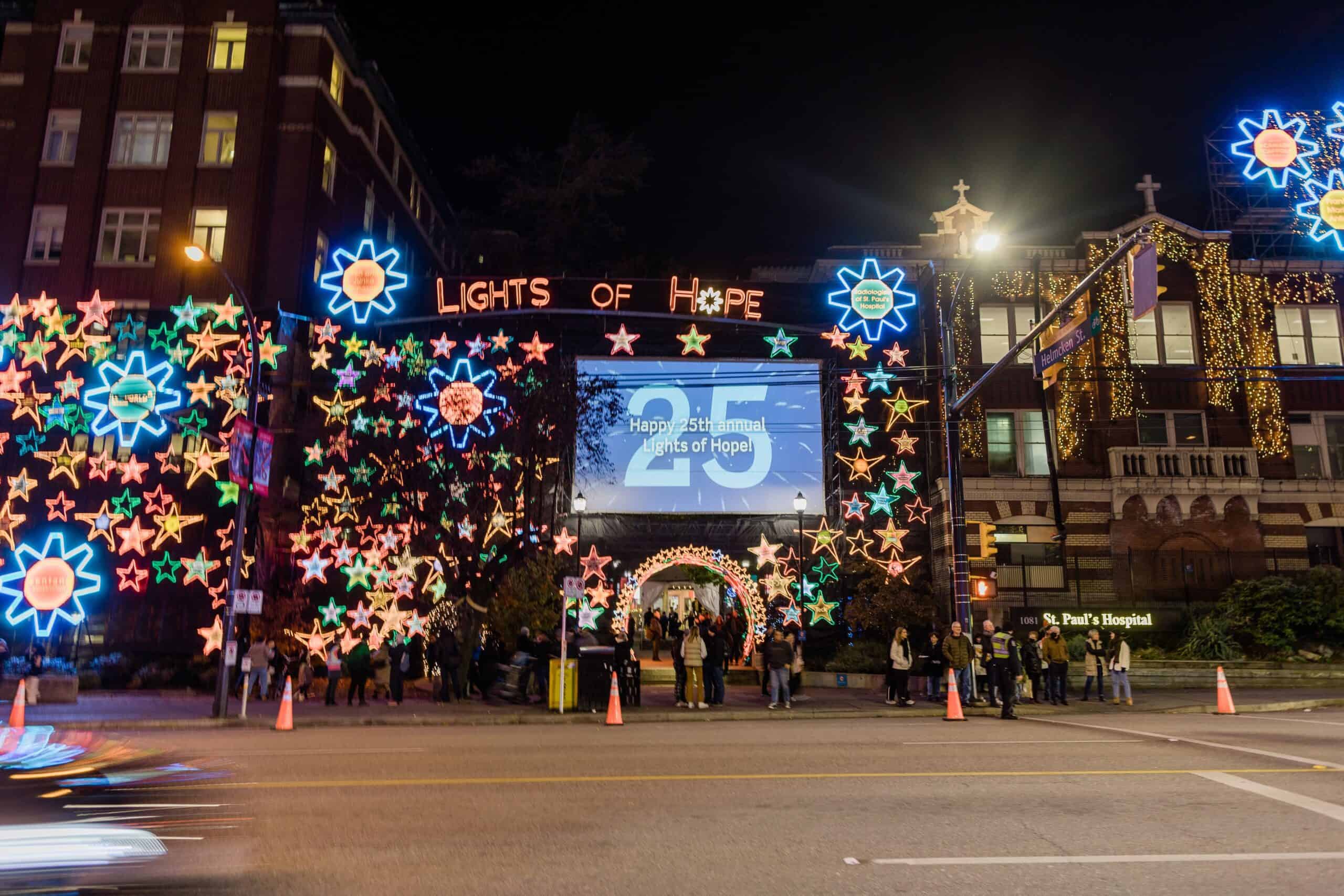 2022 Lights of Hope display with screen displaying the number 25