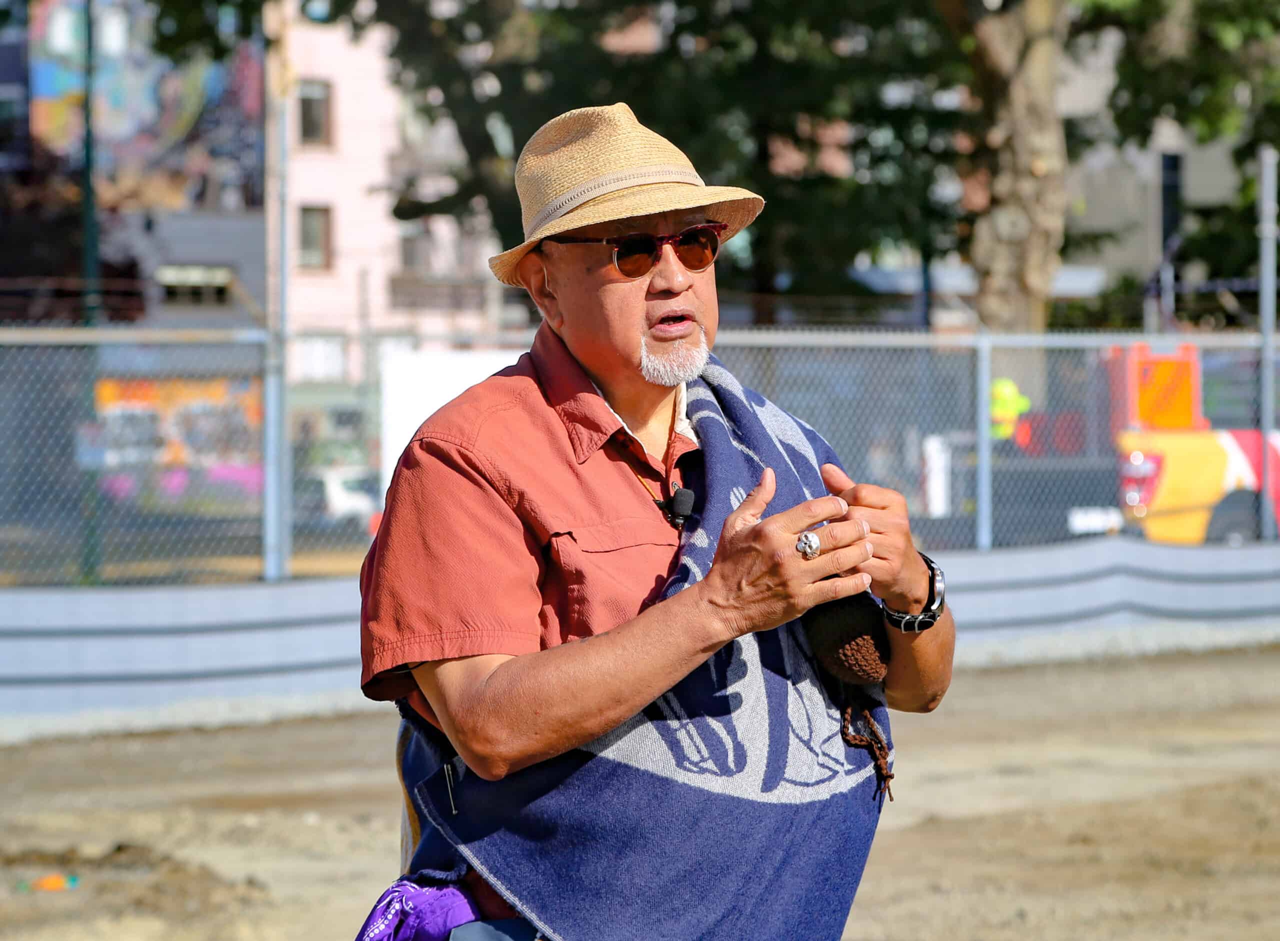 Sulksun (Shane Pointe), a Coast Salish Knowledge Keeper who resides in the 4,000-year-old village of Musqueam, led the cultural protocol to bless the site which will also be the future home of the Indigenous Wellness and Welcoming Centre a pivotal initative for Indigenous health care.