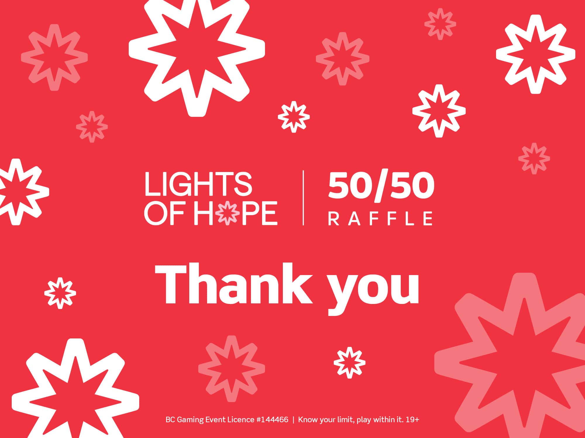 Lights of Hope 50/50 raffle graphic thank you