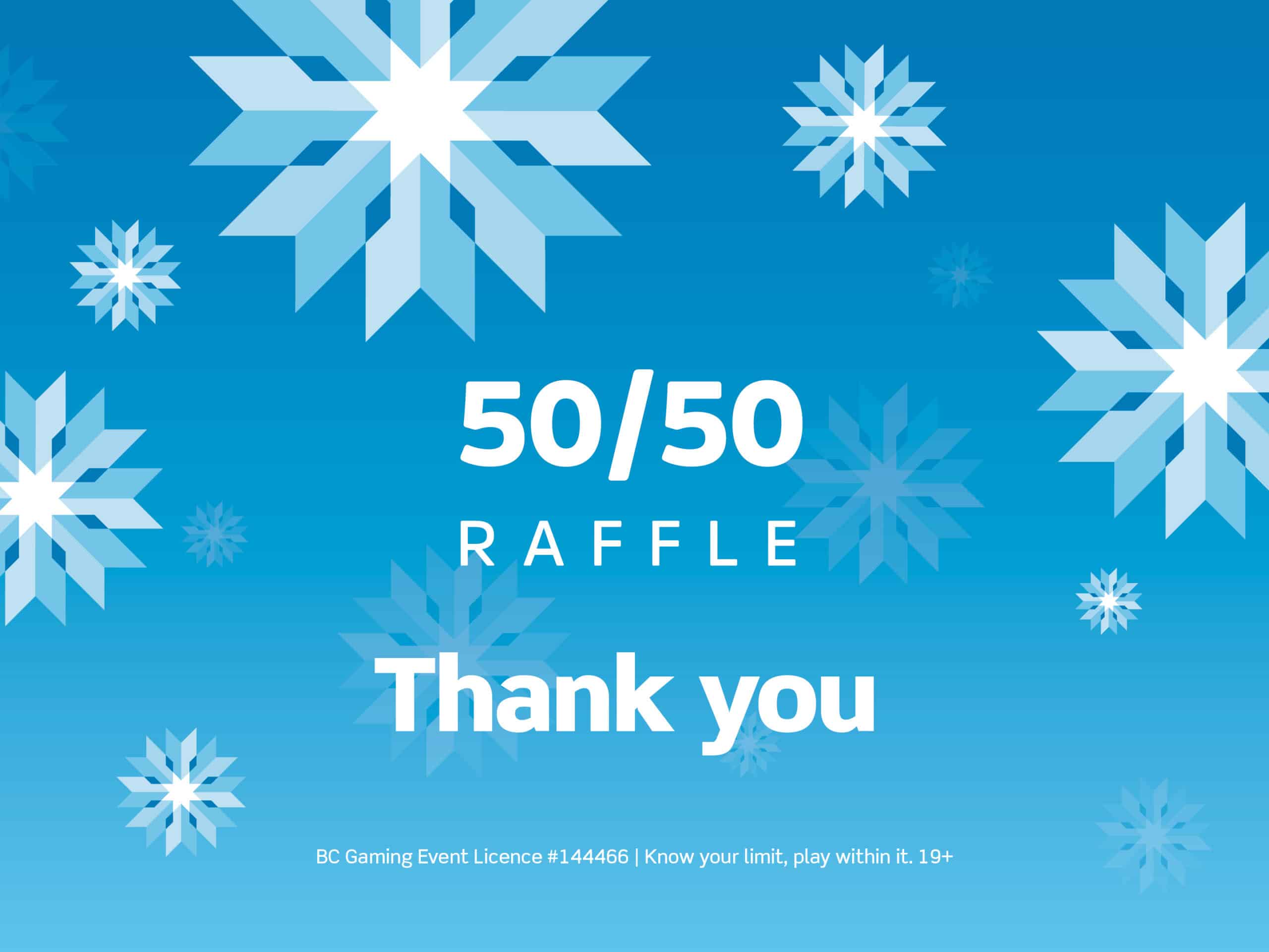 50/50 winter raffle thank you graphic