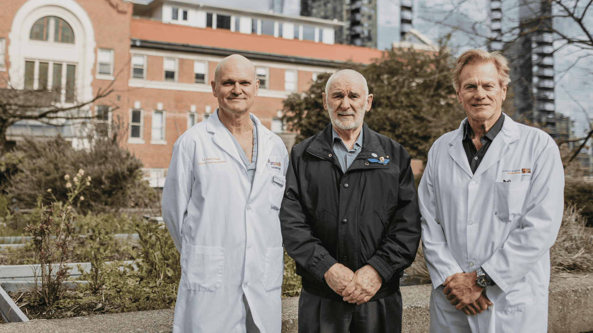 Dr. Keith Walley, principal investigator at the Centre for Heart Lung Innovation (HLI) and associate director of ICU at St. Paul’s Hospital; James Stitchman, sepsis survivor; and Dr. Jim Russell, principal investigator at HLI.