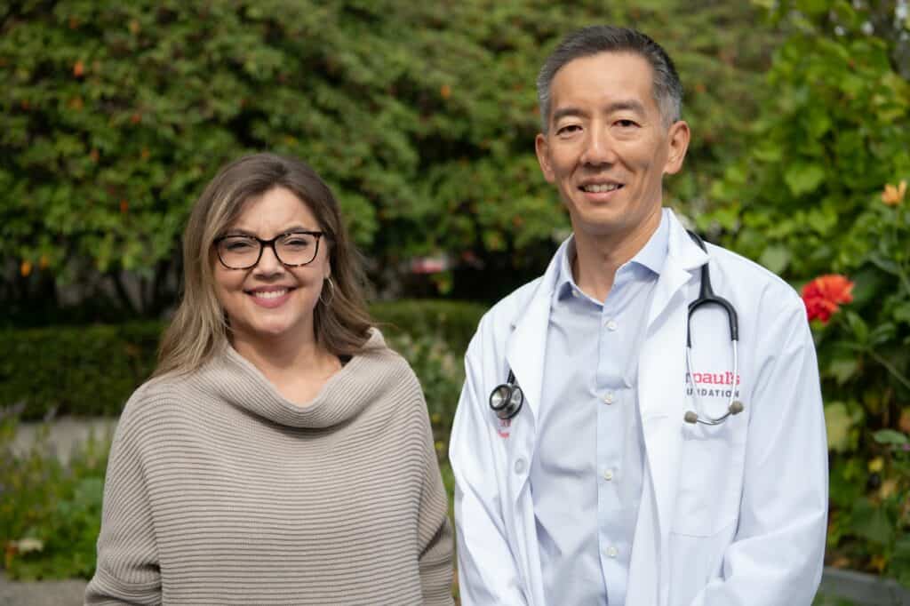 Kim Wood, grateful patient living with cystic fibrosis who was part of the Trikafta drug trial and Dr. Bradley Quon, respirologist and clinician-scientist, St. Paul’s Hospital.