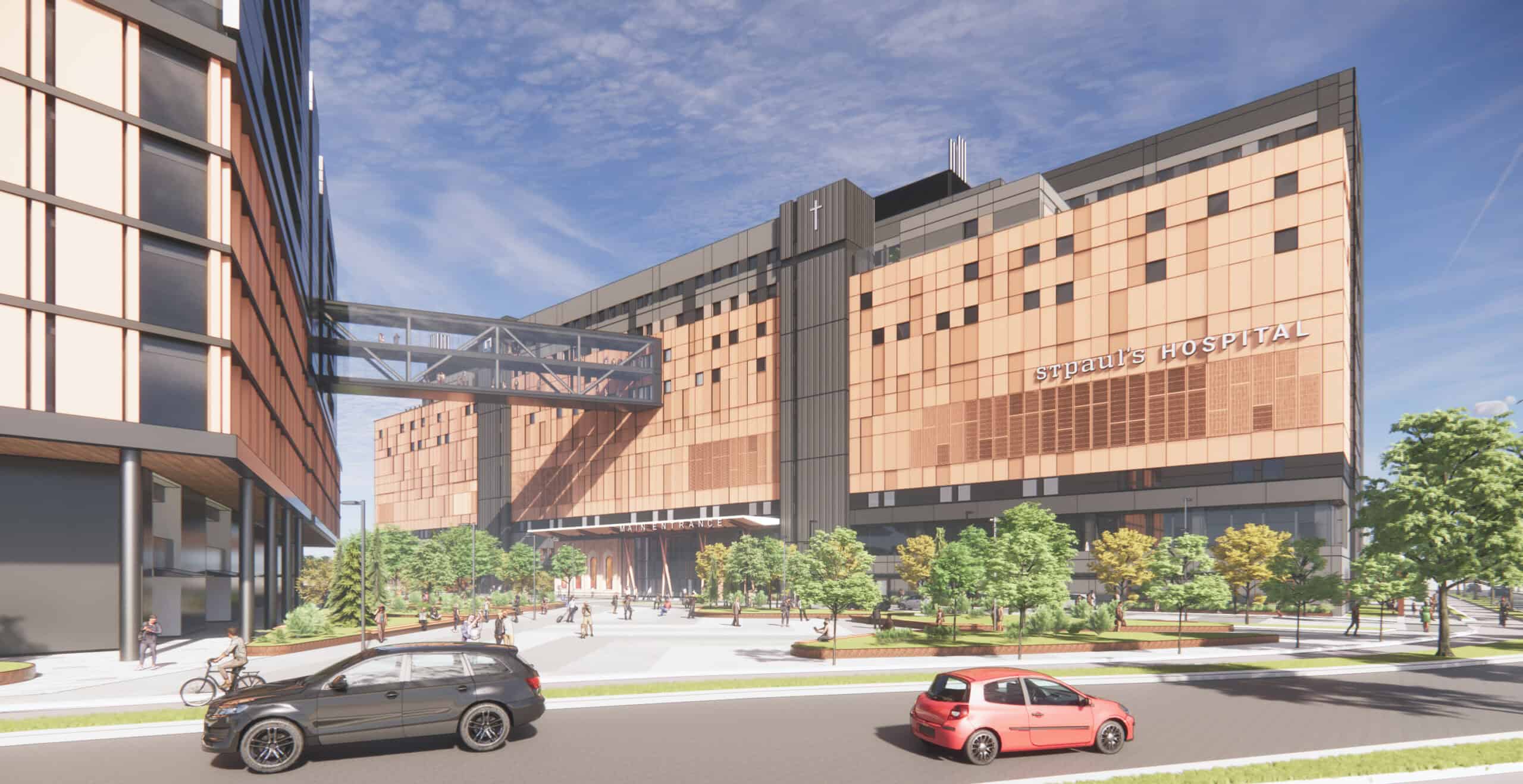 Rendering of the new St. Paul's Hospital southwest Plaza