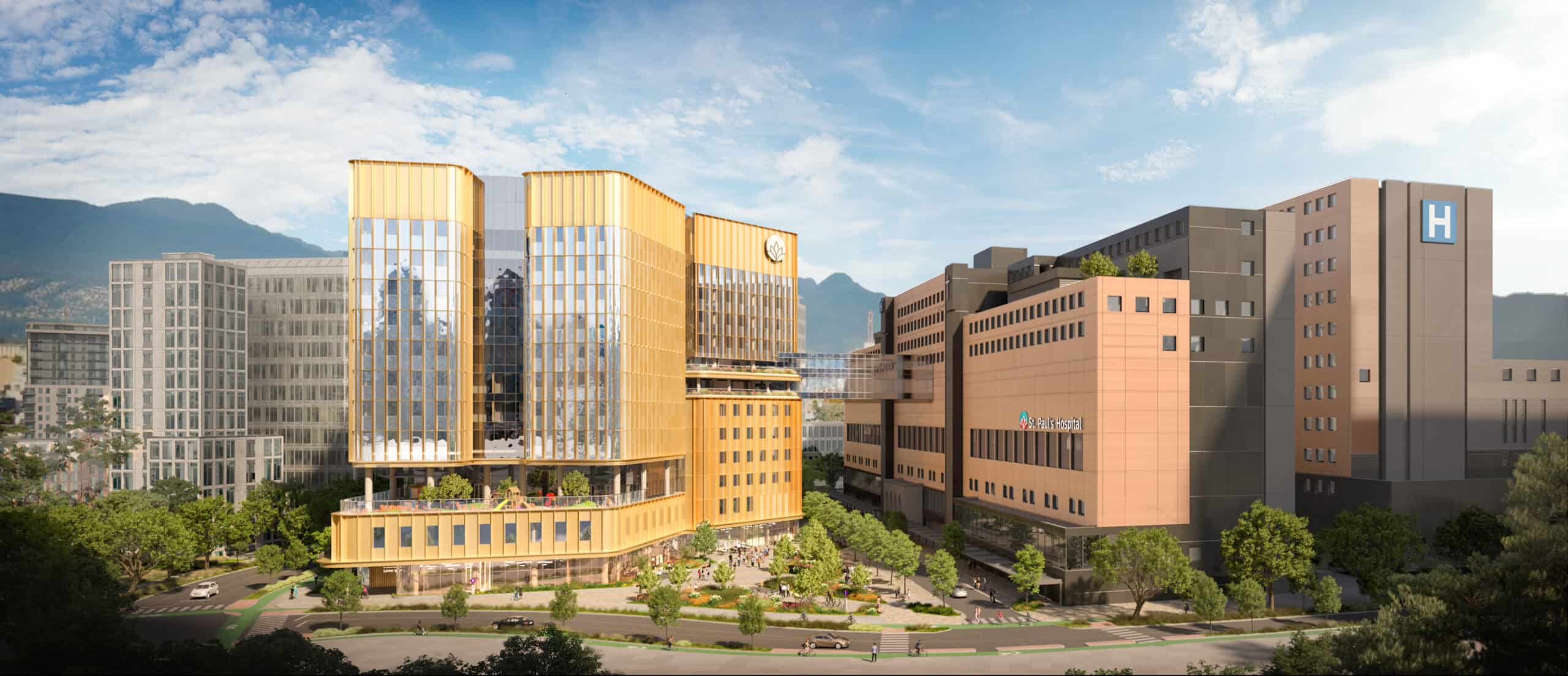 Render of the new St. Paul's Hospital and Clinical Support and Research Centre on the Jim Pattison Medical Campus