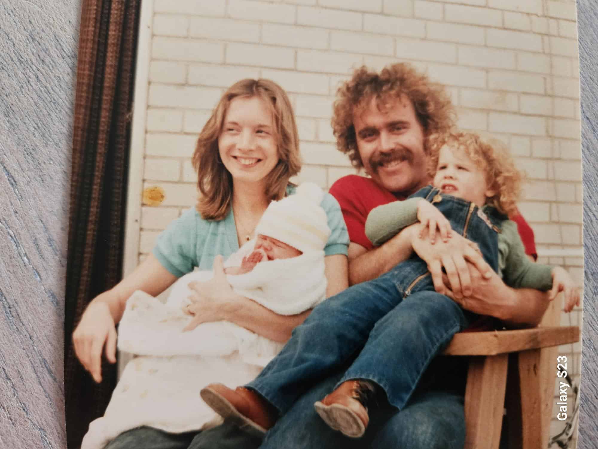 Leah (left) and Tanya (right) with their parents in the early 80s