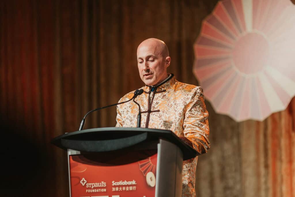 Stephen Gaskin, Senior Vice President, BC & Yukon Region, Scotiabank, speaking at the 2024 Feast of Fortune gala