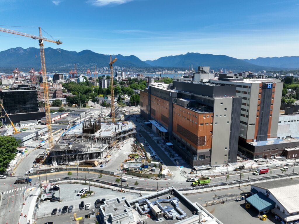A view from above. The Jim Pattison Medical Campus construction site. Photo taken June 2025.