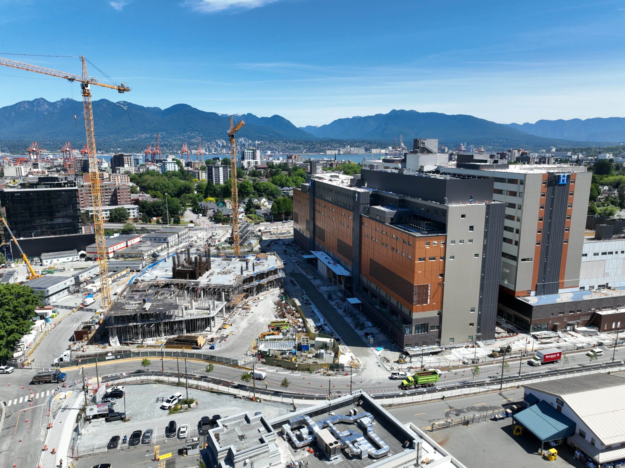A view from above. The Jim Pattison Medical Campus construction site. Photo taken June 2025.